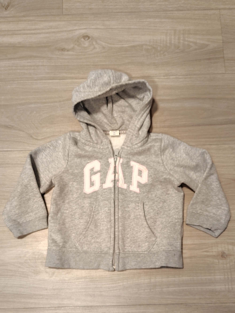 GAP Heather Gray Hoodie with Pale Pink Logo